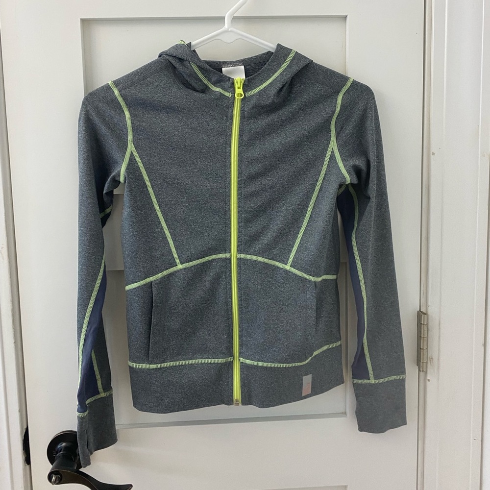 M grey and neon green zip up